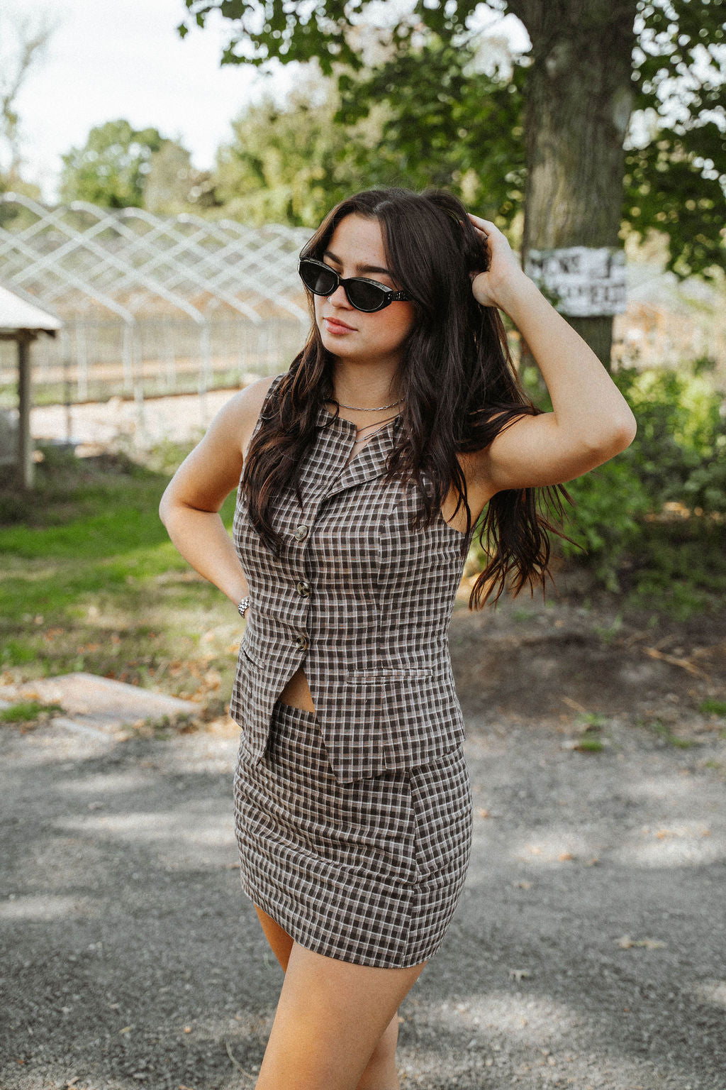 English Cottage Plaid Vest Top