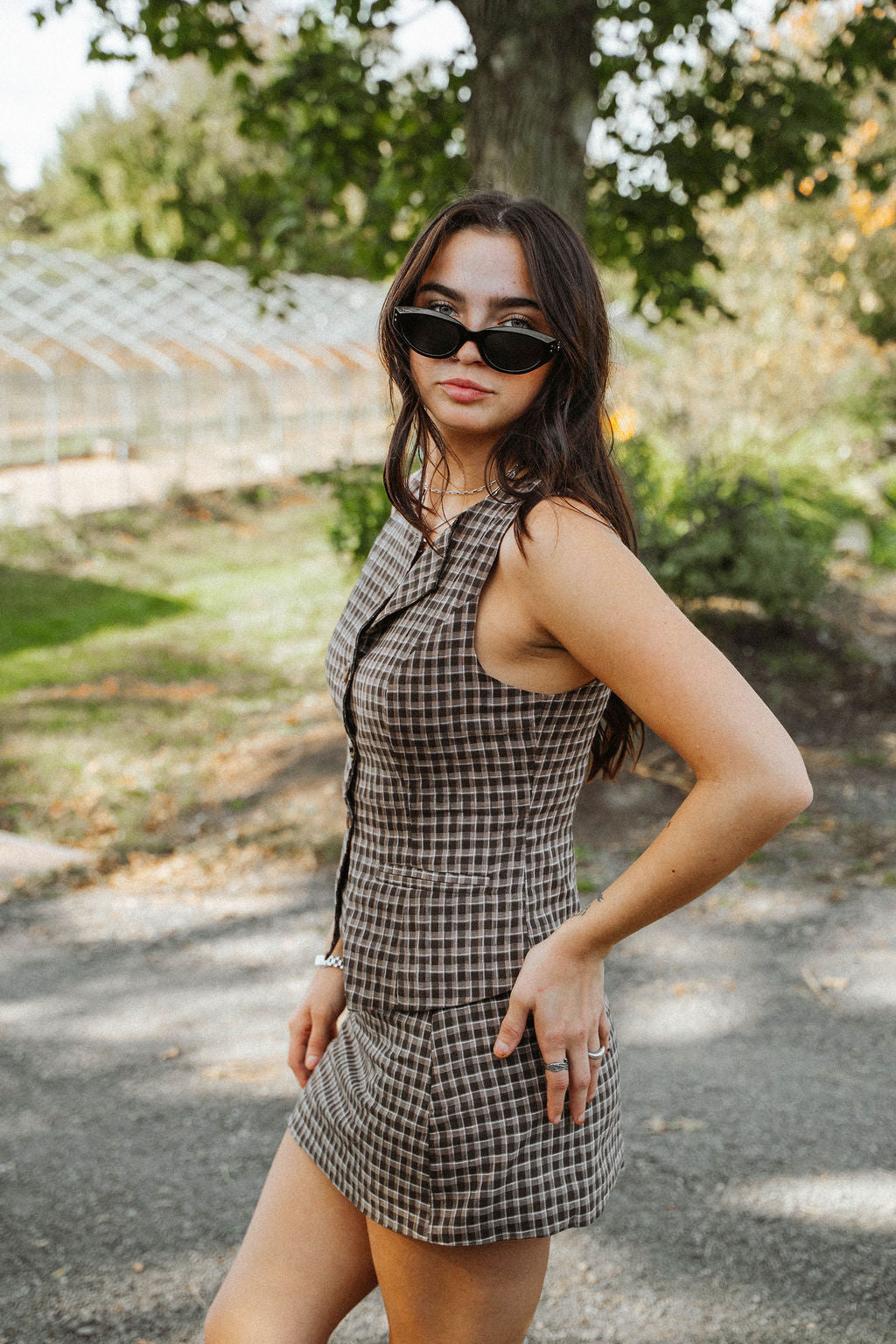 English Cottage Plaid Vest Top