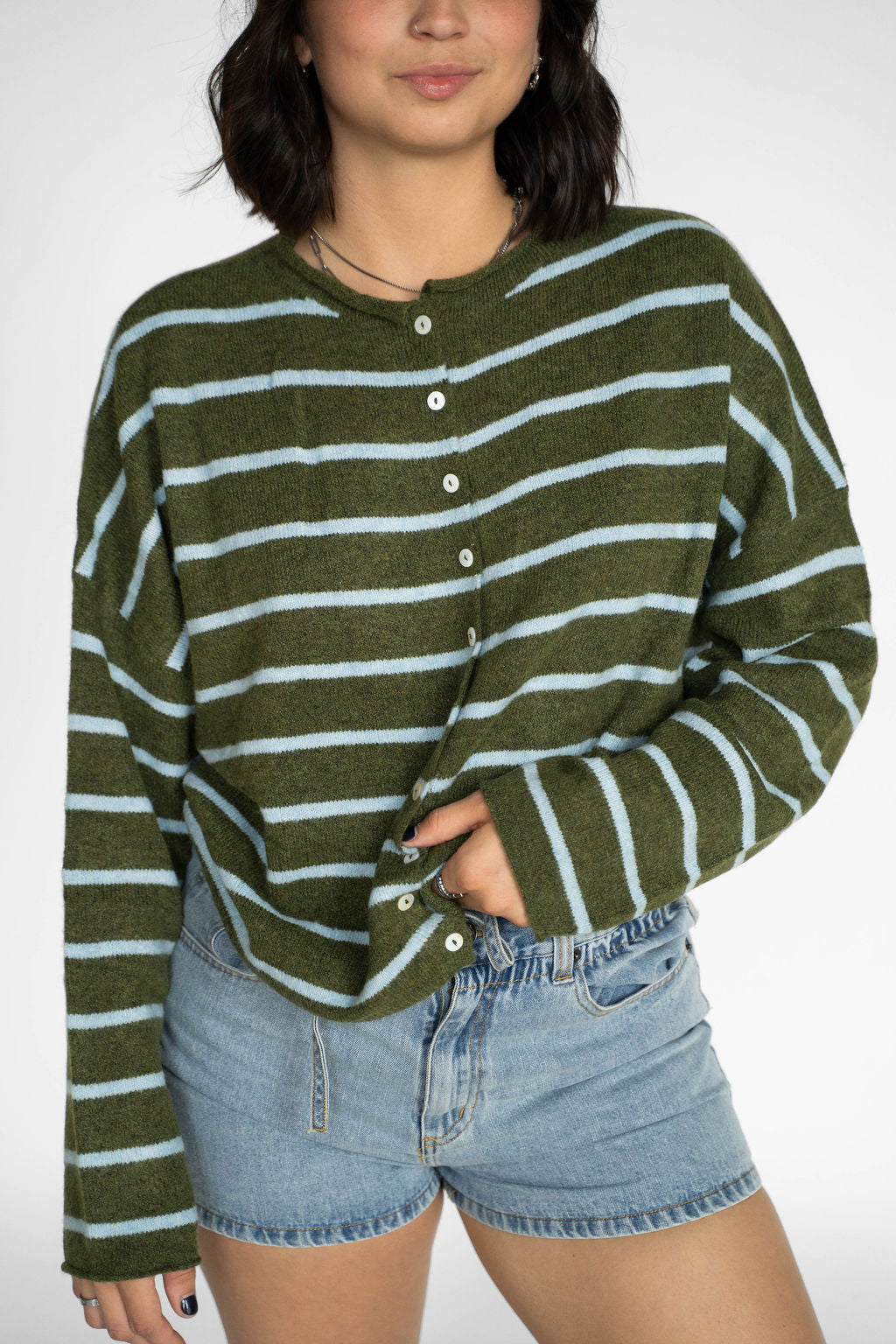 Coastline Stripe Cardigan – Moss & Sea Glass