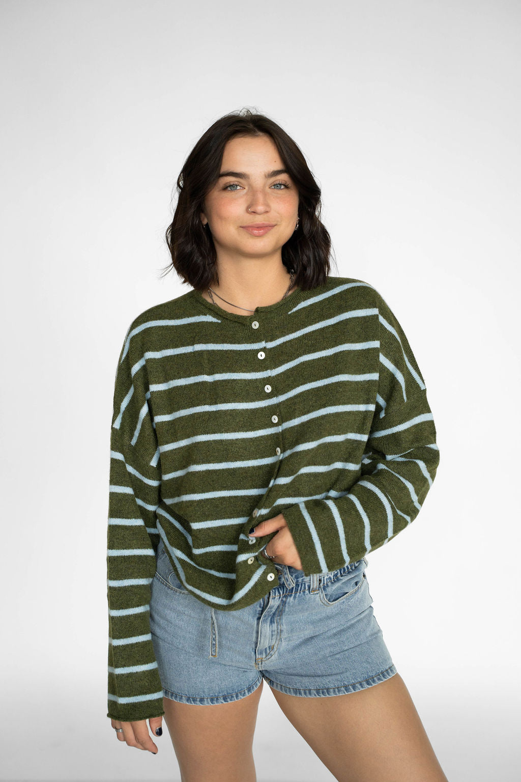 Coastline Stripe Cardigan – Moss & Sea Glass