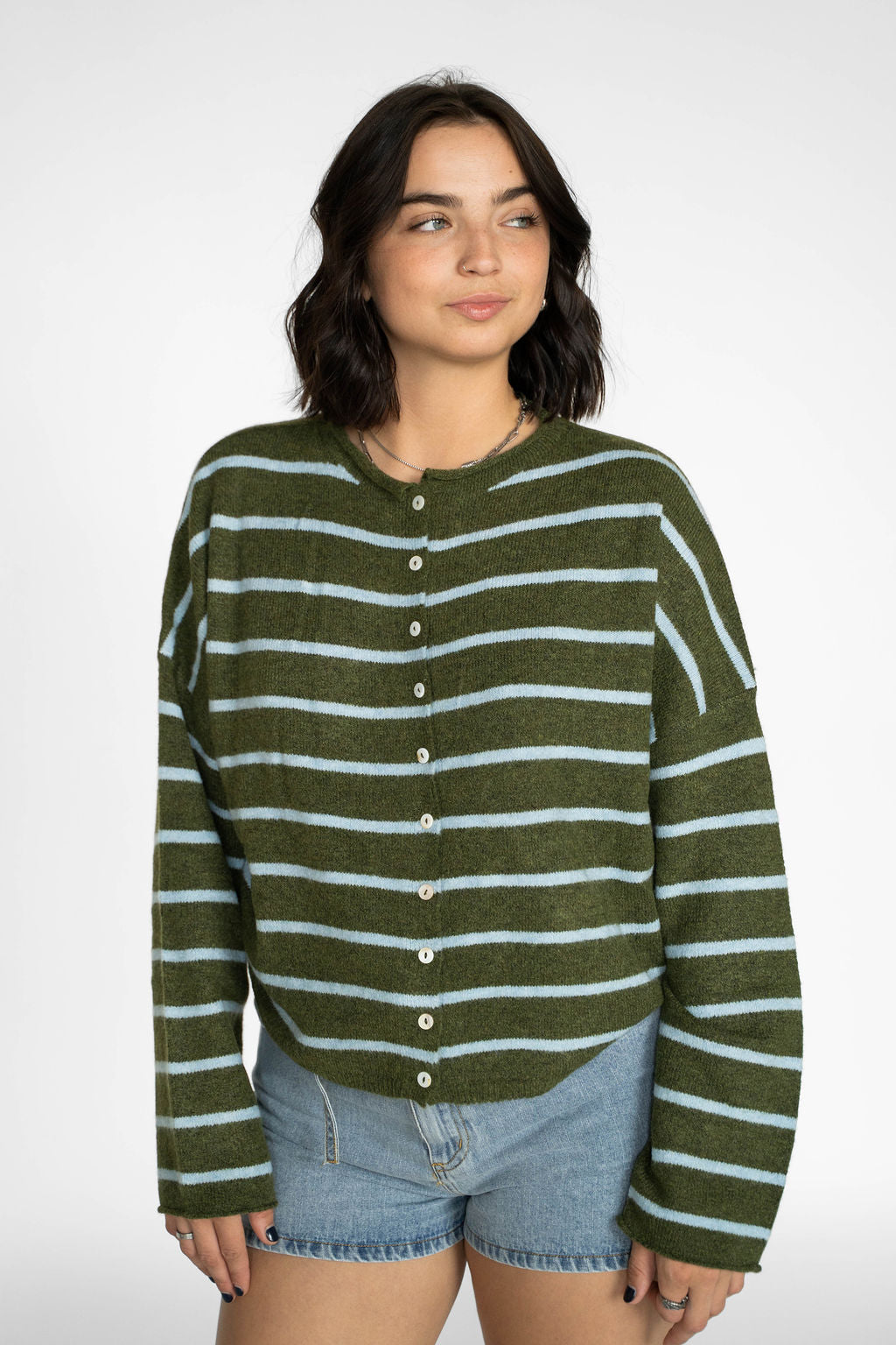 Coastline Stripe Cardigan – Moss & Sea Glass