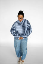 Sunlit Coast Stripe Cardigan – Harbor Blue