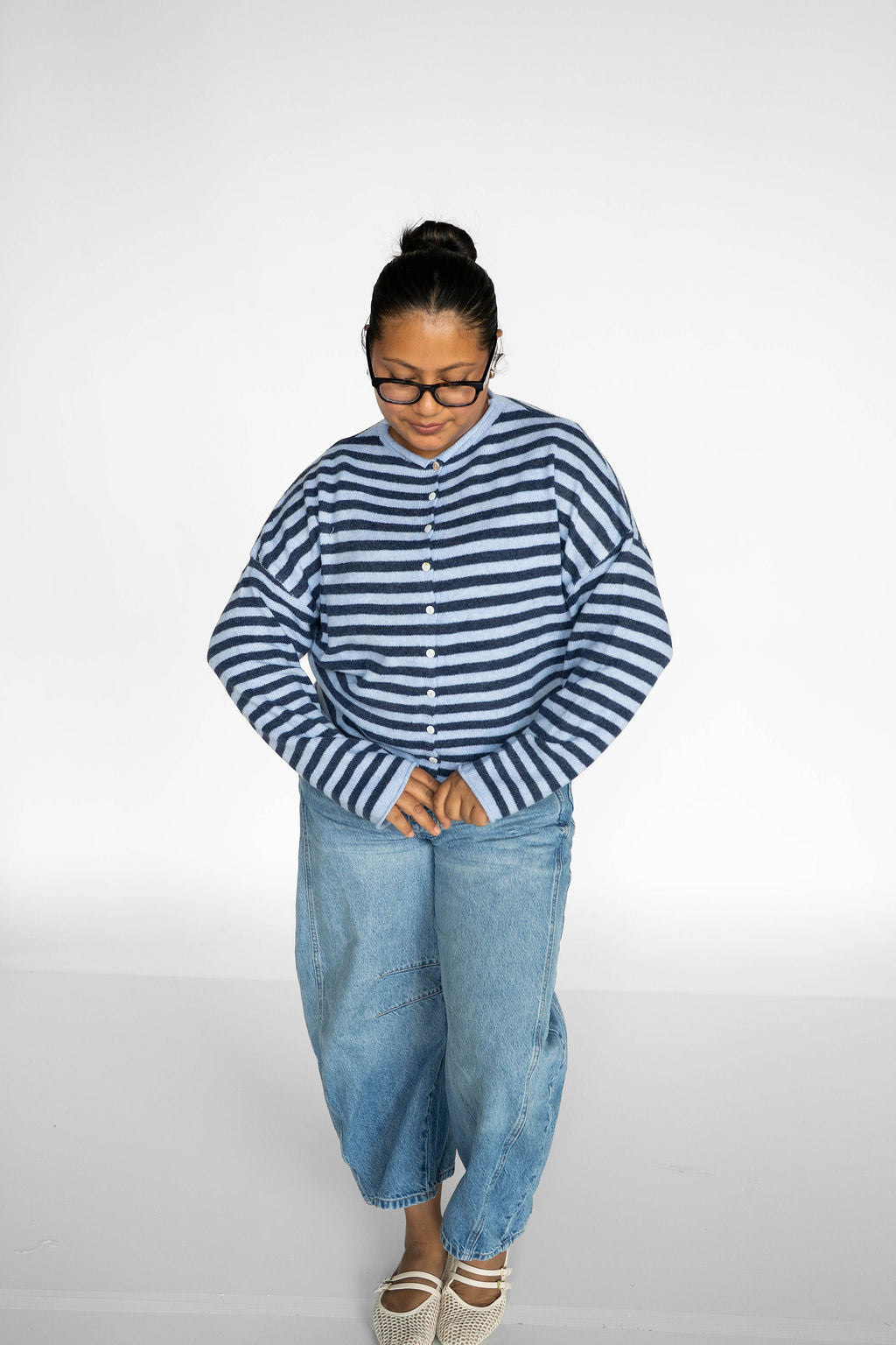 Sunlit Coast Stripe Cardigan – Harbor Blue