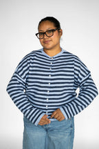 Sunlit Coast Stripe Cardigan – Harbor Blue