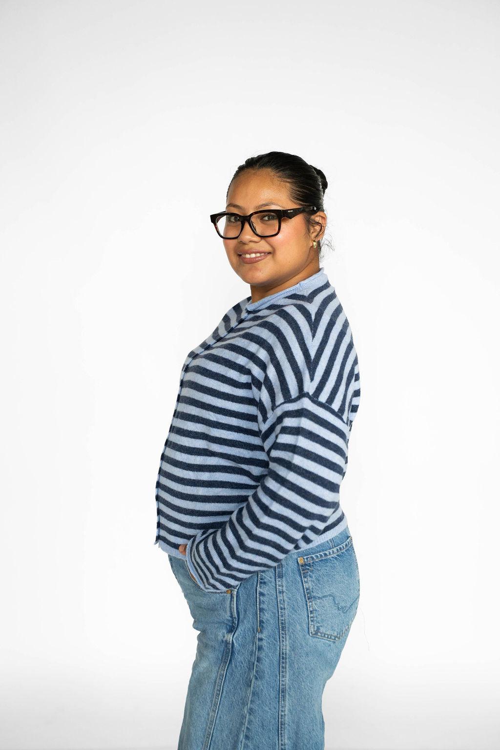 Sunlit Coast Stripe Cardigan – Harbor Blue
