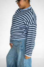 Sunlit Coast Stripe Cardigan – Harbor Blue