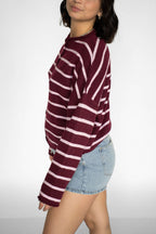 Coastline Stripe Cardigan – Merlot & Blush