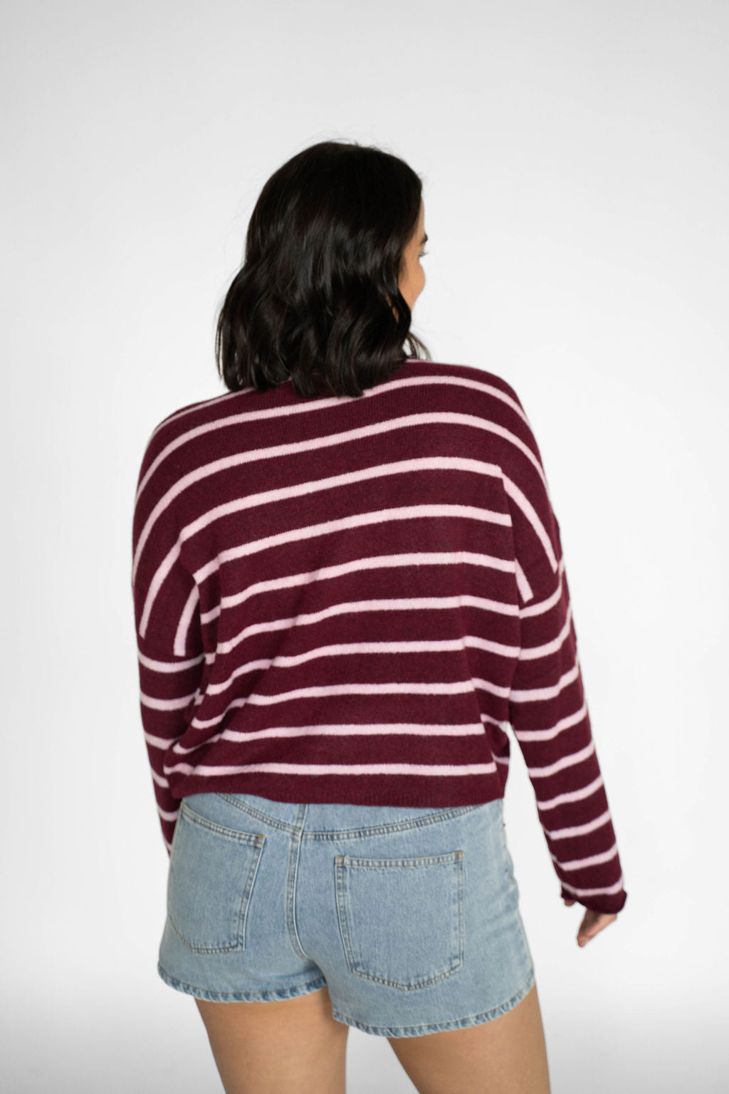 Coastline Stripe Cardigan – Merlot & Blush