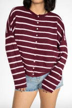 Coastline Stripe Cardigan – Merlot & Blush