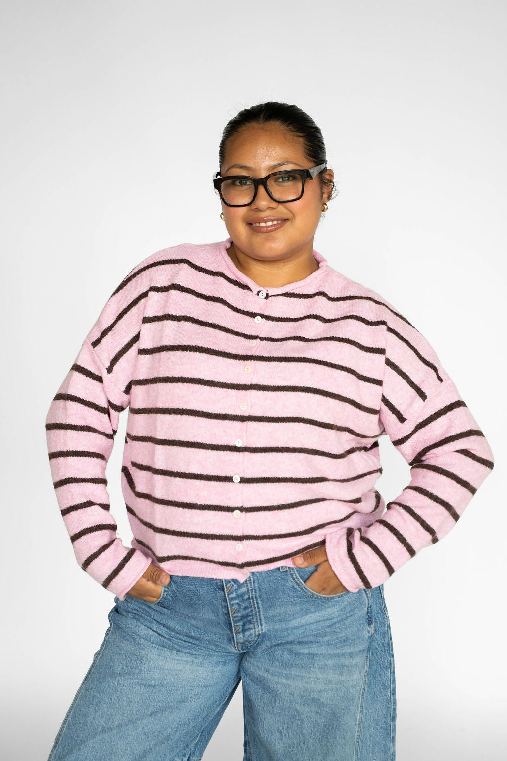 Coastline Stripe Cardigan – Pink Sands & Cocoa