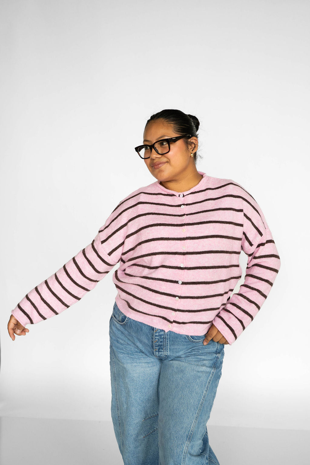 Coastline Stripe Cardigan – Pink Sands & Cocoa