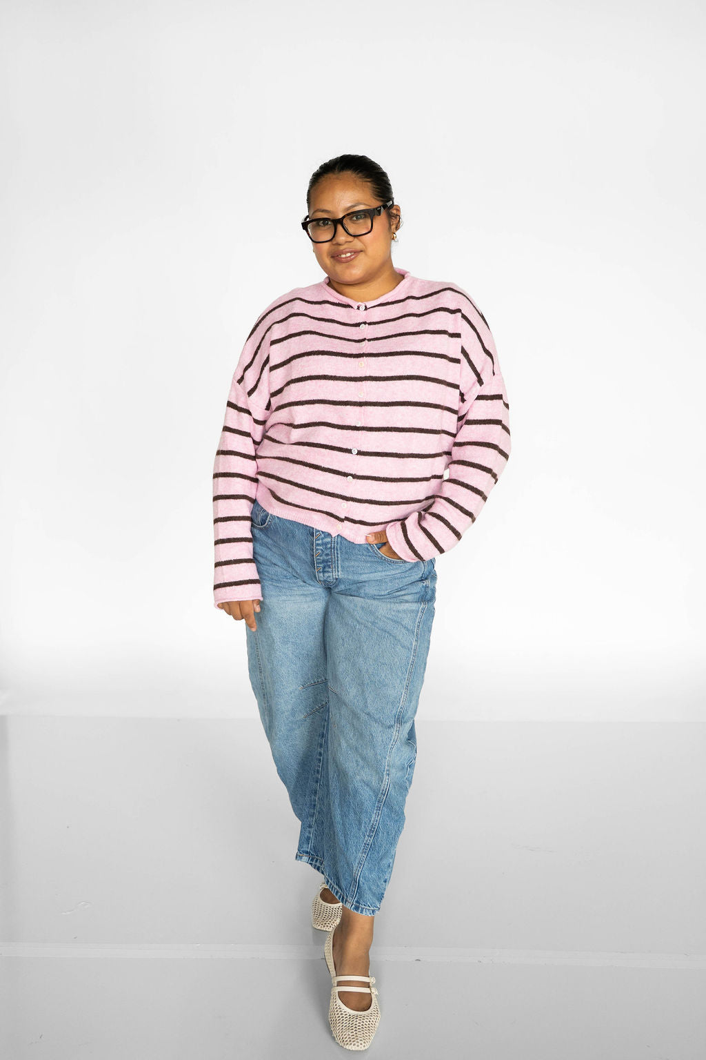 Coastline Stripe Cardigan – Pink Sands & Cocoa