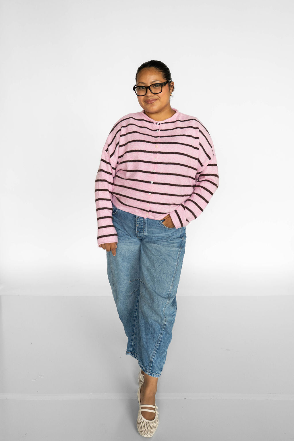 Coastline Stripe Cardigan – Pink Sands & Cocoa