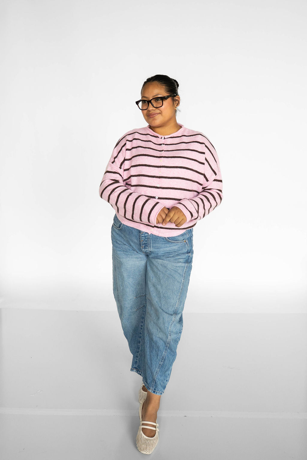 Coastline Stripe Cardigan – Pink Sands & Cocoa