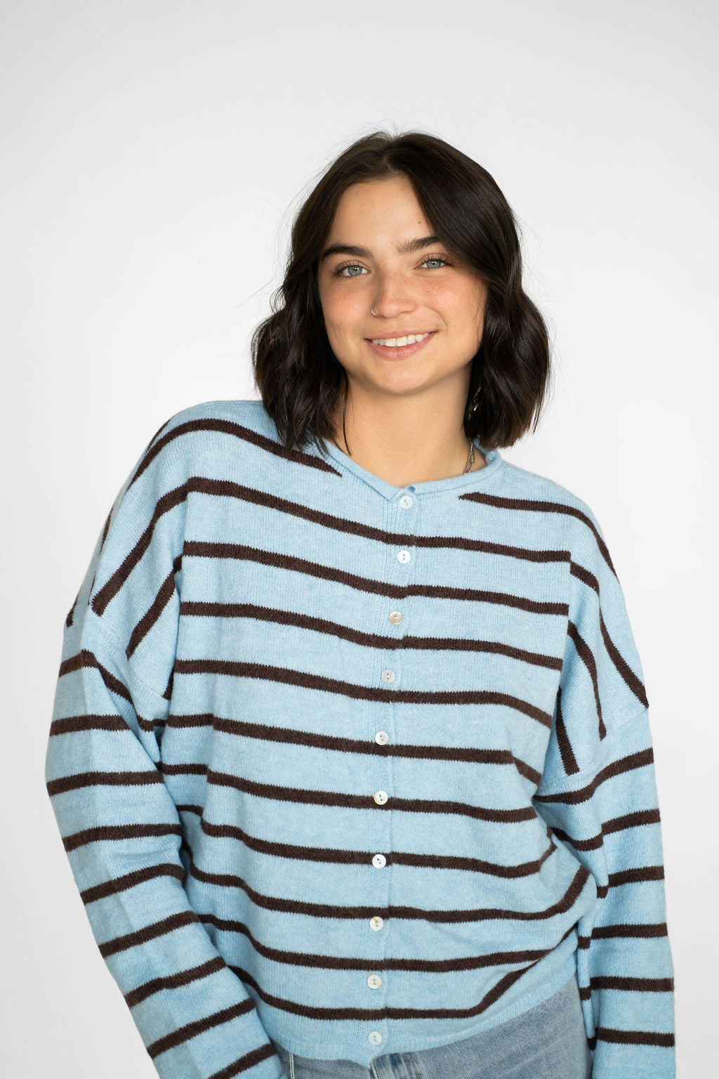 Coastline Stripe Cardigan – Blue Harbor & Cocoa
