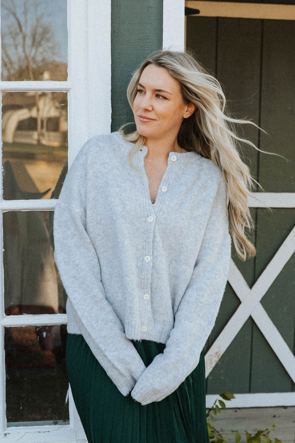 Charlotte Ultra-Soft Button Cardigan – Heather Grey
