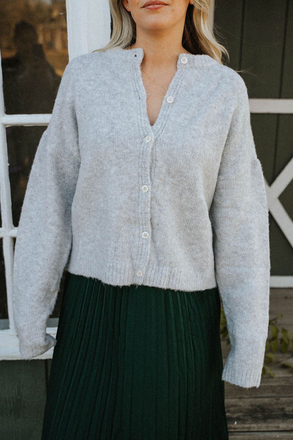 Charlotte Ultra-Soft Button Cardigan – Heather Grey