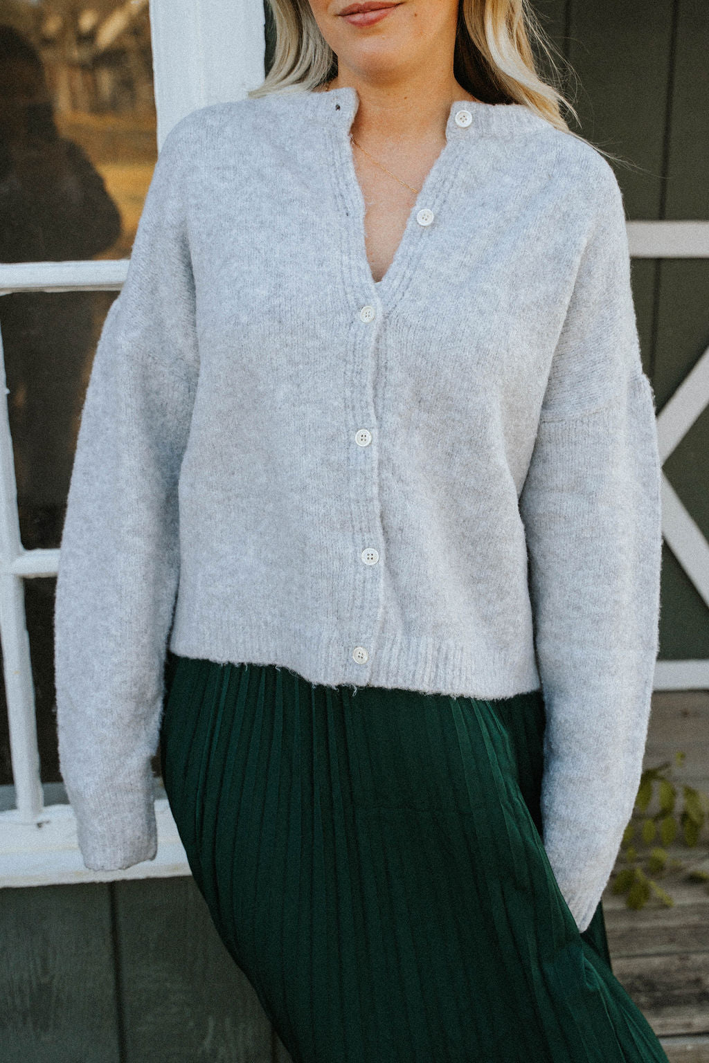 Charlotte Ultra-Soft Button Cardigan – Heather Grey