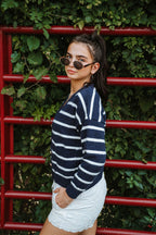 Camden Navy Striped Cardigan