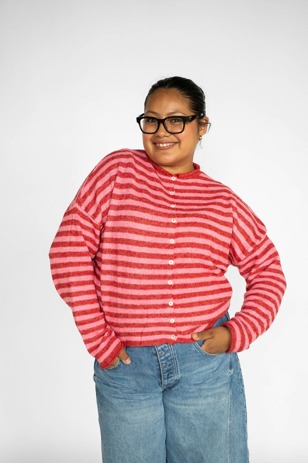 Sunlit Coast Stripe Cardigan – Strawberry Sorbet