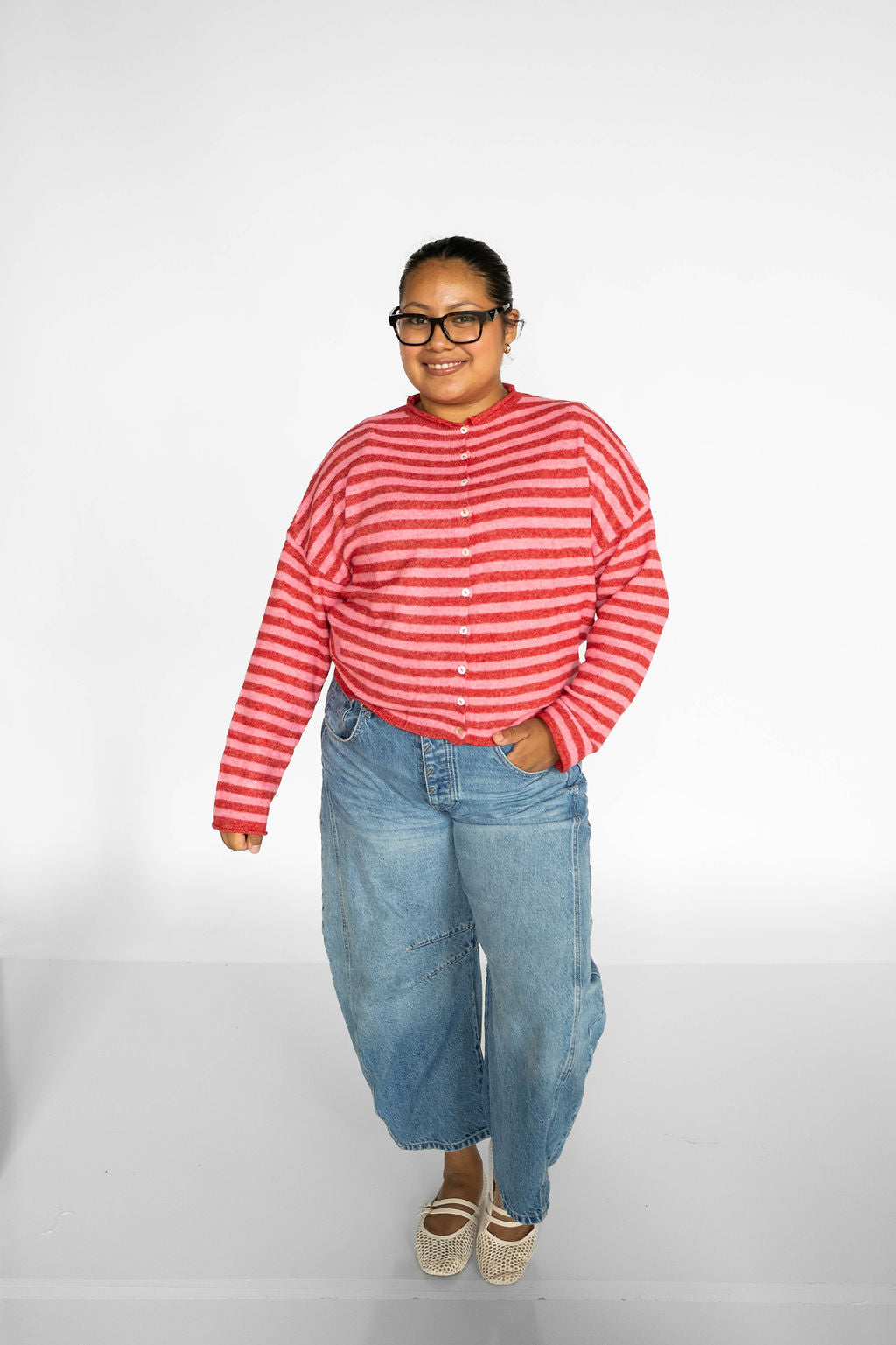 Sunlit Coast Stripe Cardigan – Strawberry Sorbet