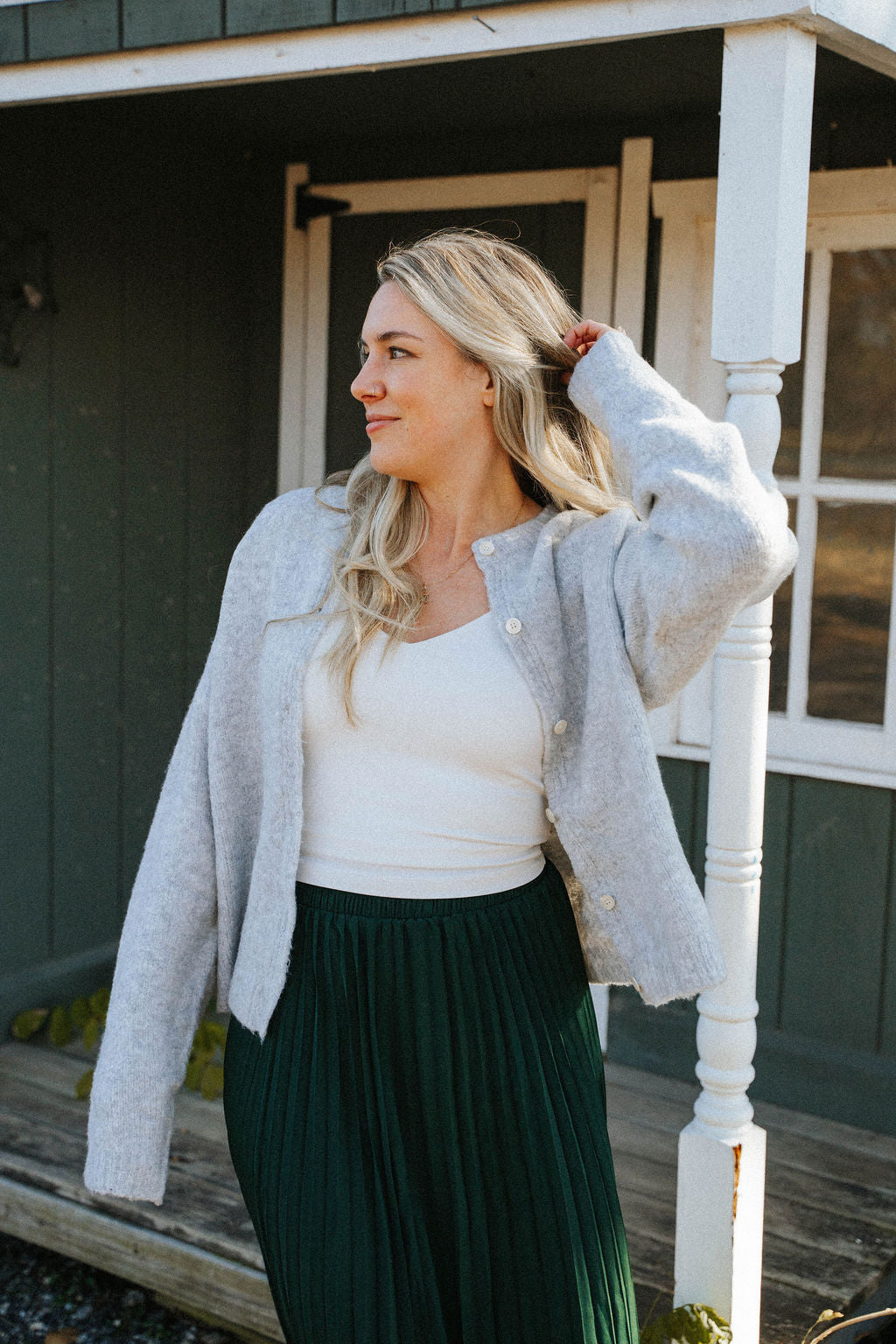 Charlotte Ultra-Soft Button Cardigan – Heather Grey