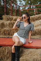 Meadow Gingham 100% Cotton Wrap Top