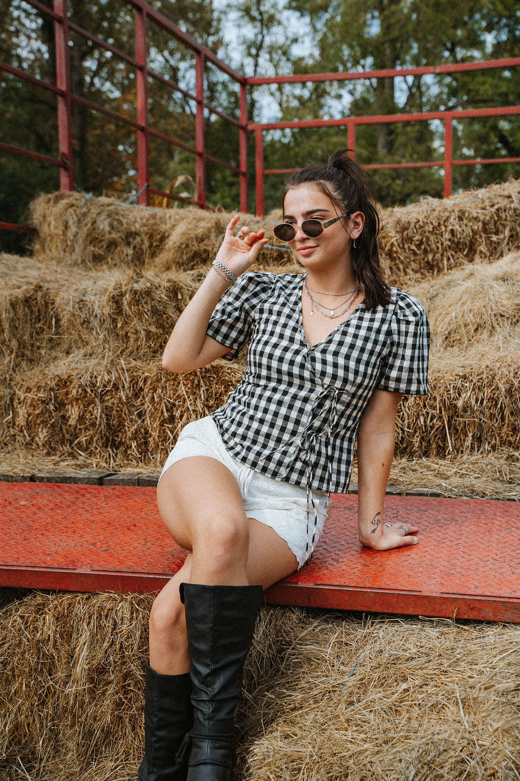 Meadow Gingham 100% Cotton Wrap Top