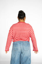 Sunlit Coast Stripe Cardigan – Strawberry Sorbet