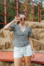 Meadow Gingham 100% Cotton Wrap Top