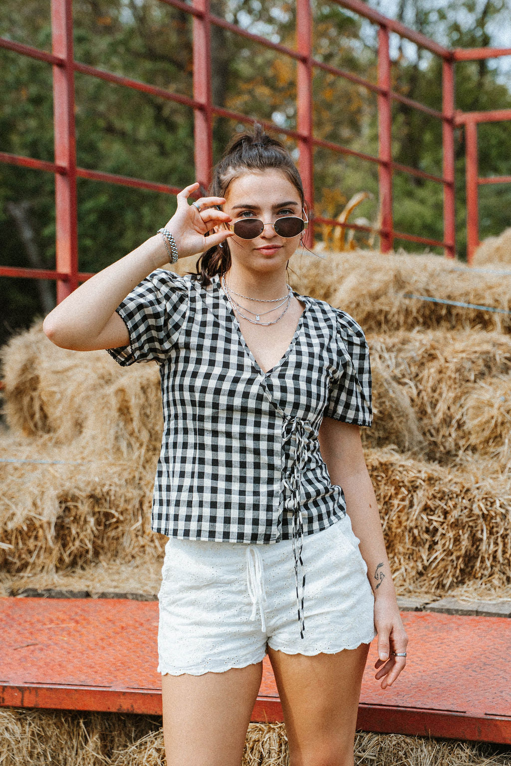 Meadow Gingham 100% Cotton Wrap Top