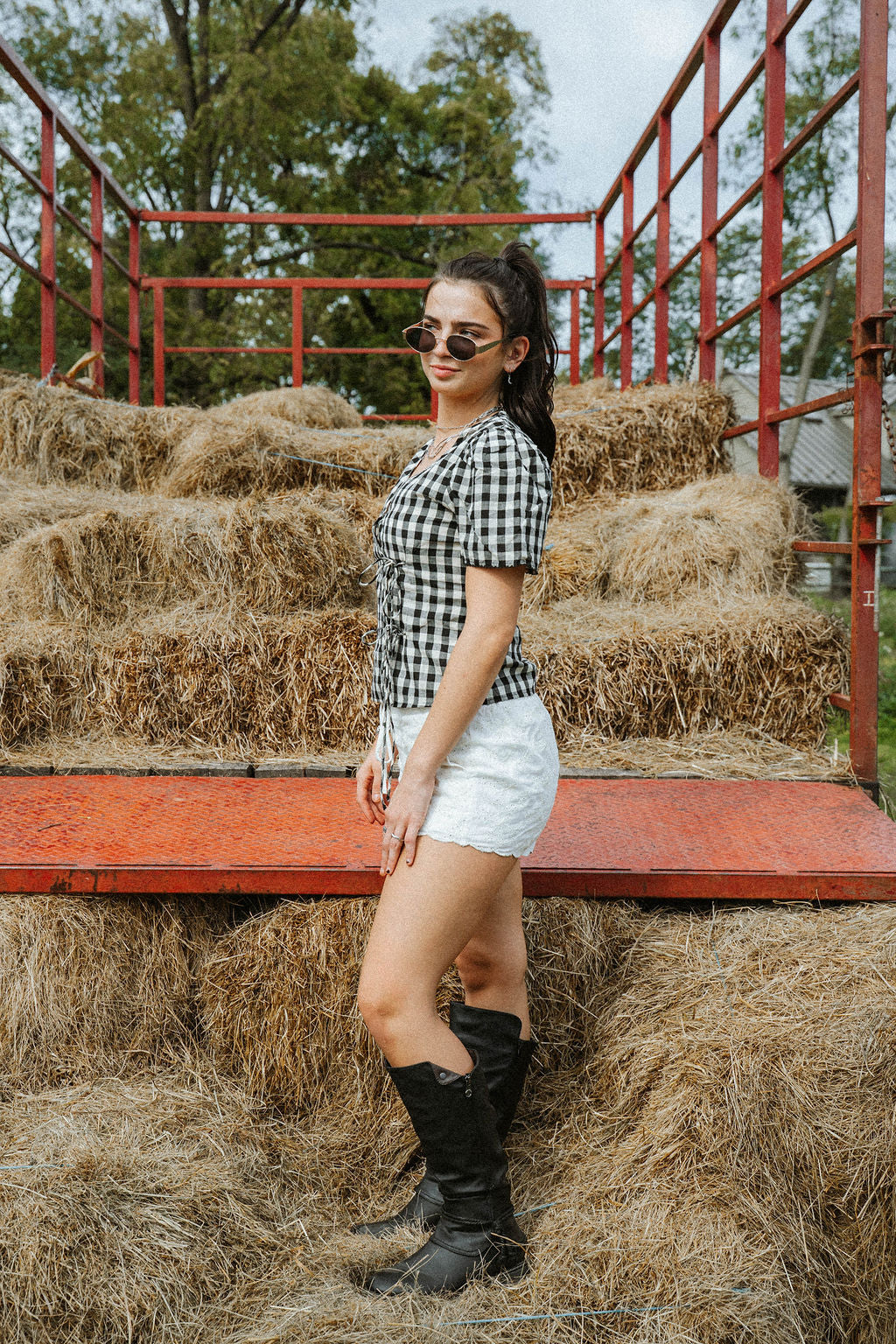 Meadow Gingham 100% Cotton Wrap Top