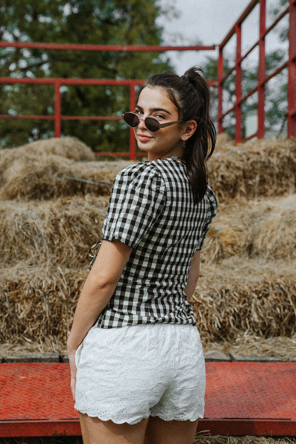 Meadow Gingham 100% Cotton Wrap Top