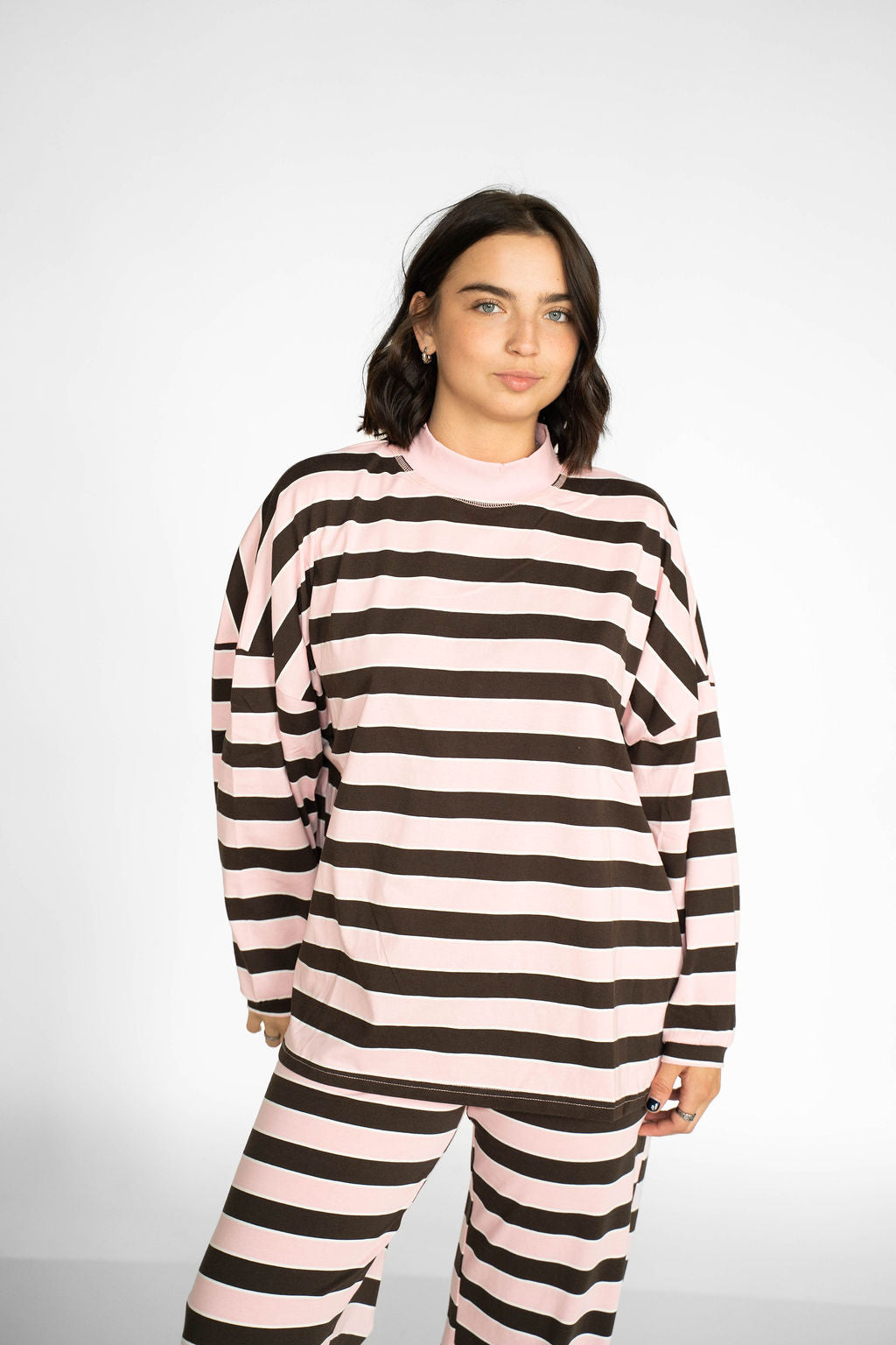 Pink Mocha Stripe Lounge Set