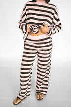 Pink Mocha Stripe Lounge Set
