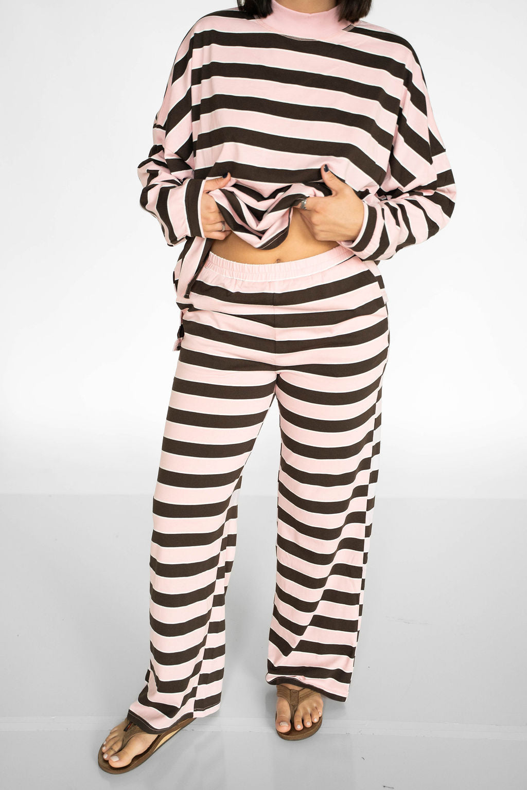 Pink Mocha Stripe Lounge Set