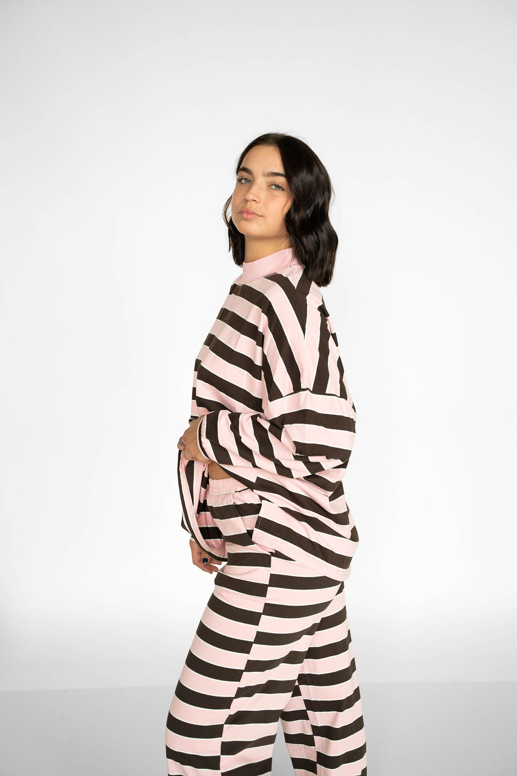 Pink Mocha Stripe Lounge Set