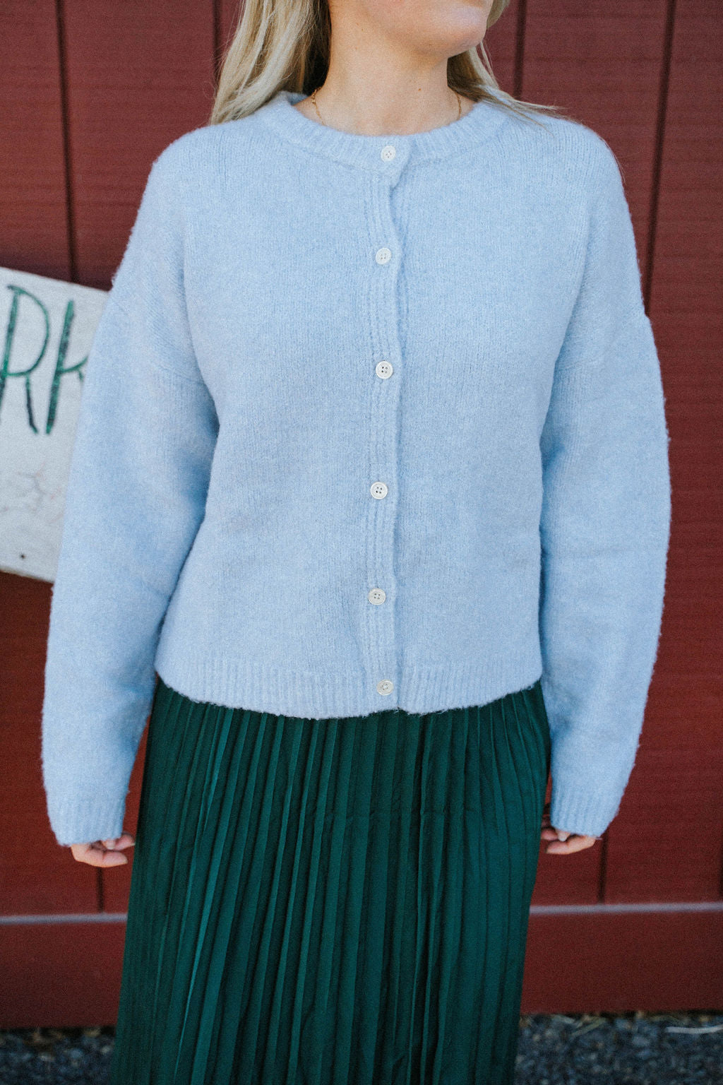 Charlotte Ultra-Soft Button Cardigan – Powder Blue
