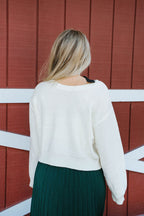 Everly Reversible Bow Sweater – Winter White