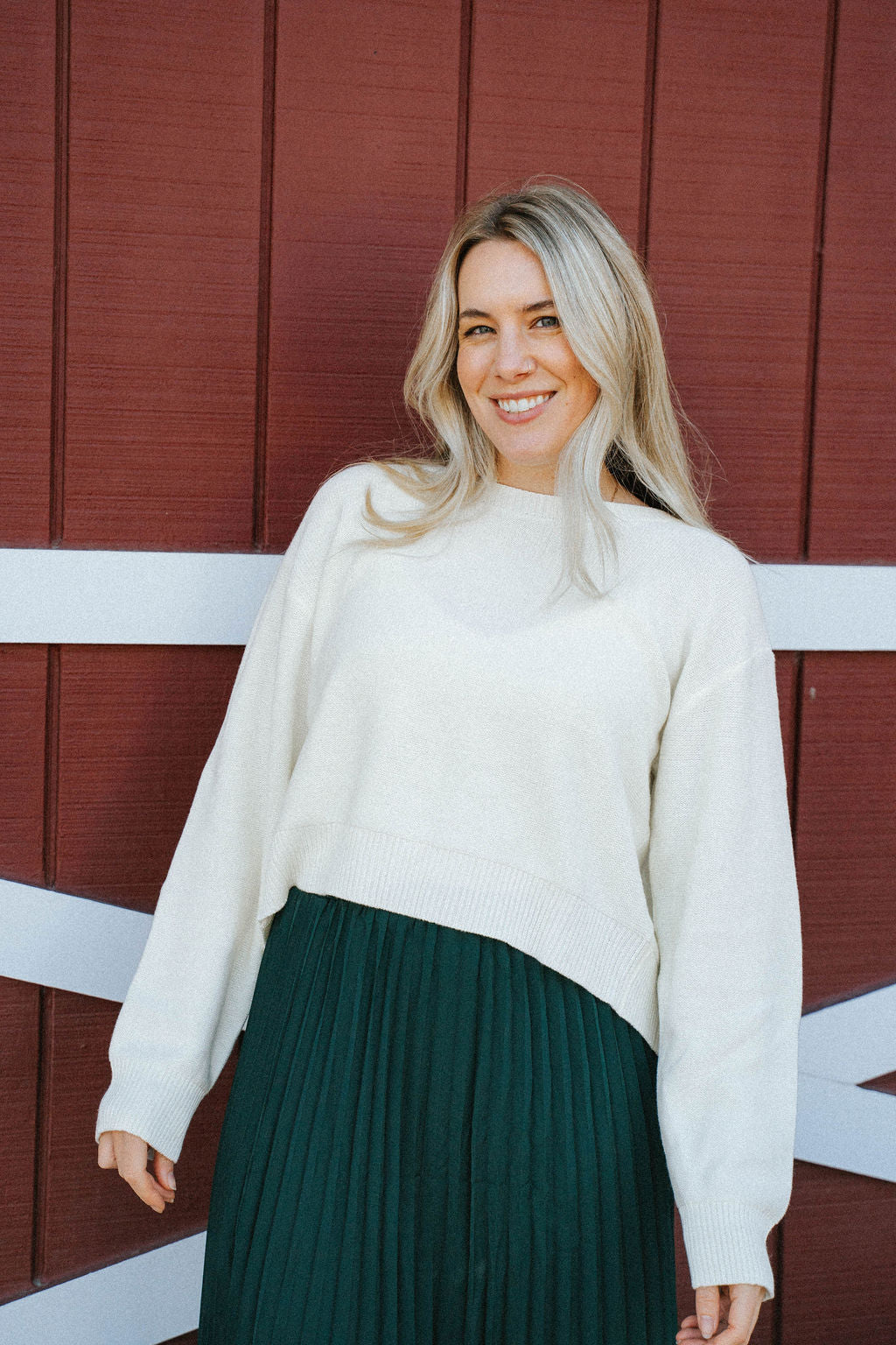 Everly Reversible Bow Sweater – Winter White