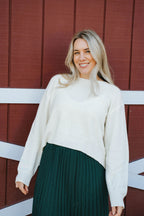 Everly Reversible Bow Sweater – Winter White