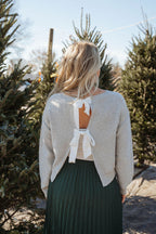 Everly Reversible Bow Sweater – Heather Grey