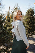 Everly Reversible Bow Sweater – Heather Grey