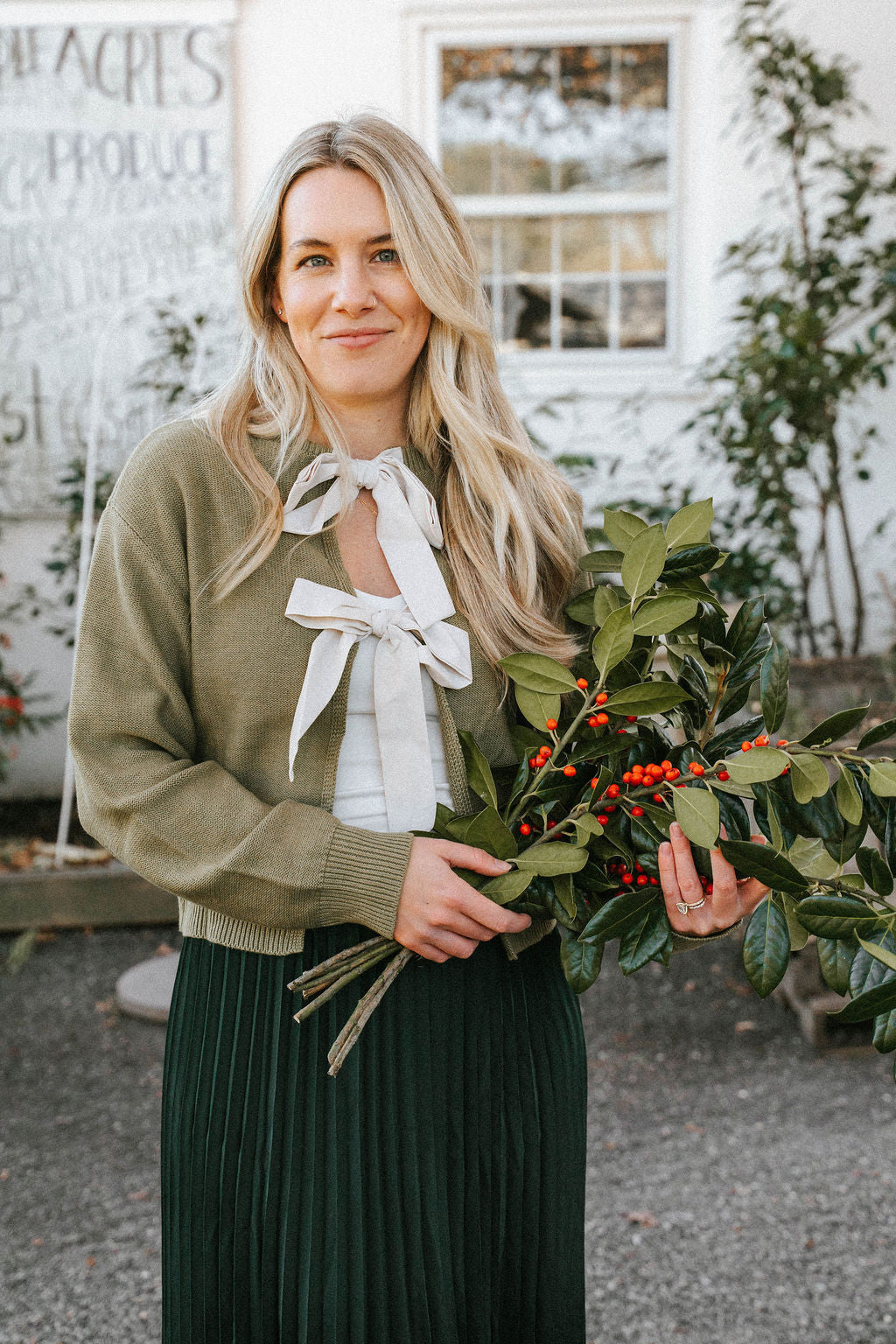 Everly Reversible Bow Sweater- Sage