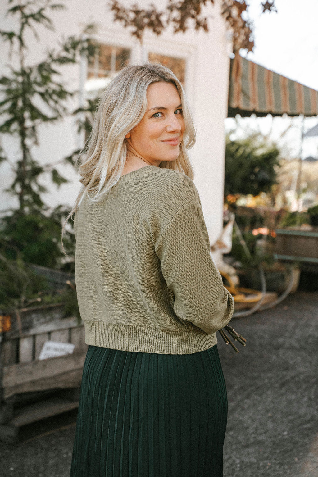 Everly Reversible Bow Sweater- Sage