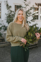 Everly Reversible Bow Sweater- Sage