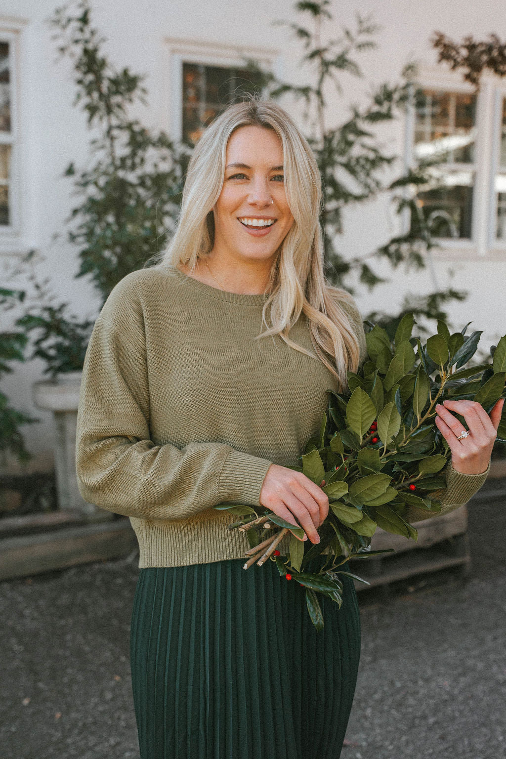 Everly Reversible Bow Sweater- Sage