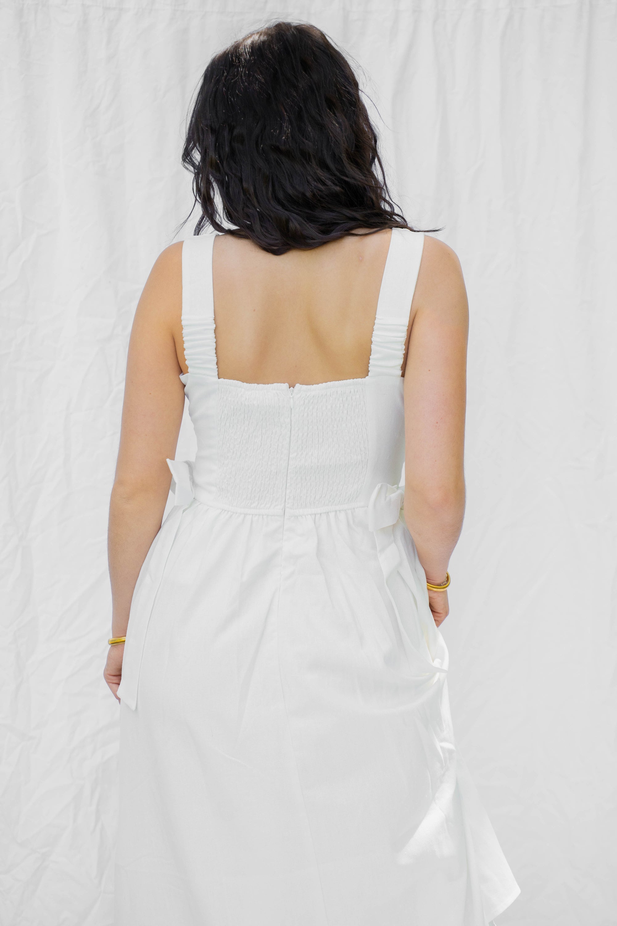 White Side Bow 100% Cotton Dress