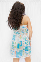 Retro Blue Palm Tree Mini Dress
