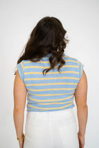 Petal Stripe Sweater Vest-Blue/Yellow